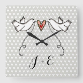 Personlig Vita Doves Bröllop Gift Acrylic Squa Fyrkantig Klocka