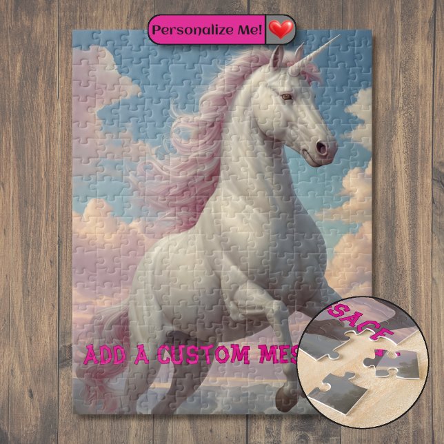 Personlig Vita Enhörning Moln Pussel (White Unicorn Clouds Jigsaw Puzzle)