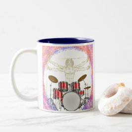 Personlig Vitruvian Drummer Två-Tonad Mugg
