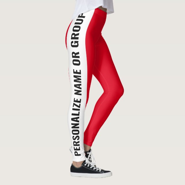 Personlig Vitt och rött trendig (grått) Leggings (Höger)