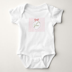 Personlig Vivian Flicka Nursery Bow&Gingham T Shirt