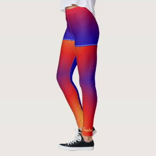 Personlig Vivid Rainbow med Fake Blue Kort Leggings
