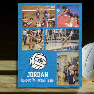 Personlig Volleyball 5 Photo Collage Namn Team# Fleecefilt