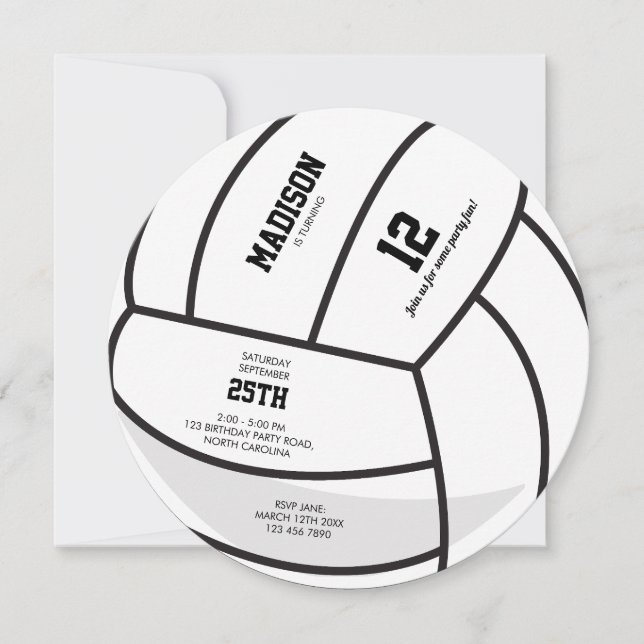 Personlig Volleyball Boll Födelsedagsfest Inbjudningar (Framsida)