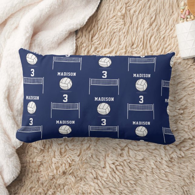 Personlig Volleyball Boll & Net Mönster Lumbarkudde (Filt)