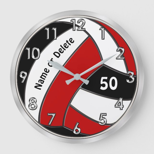 Personlig Volleyball Clock, Volleyball Bedroom Stor Klocka (Framsida)