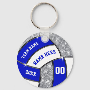 Personlig Volleyball-gåvor, Blue White Silver Nyckelring