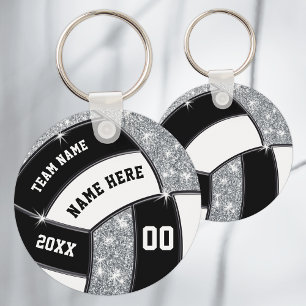 Personlig Volleyball Gift Ideas, Black, White Nyckelring