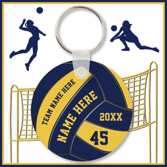 Personlig Volleyball Keychains BULk eller en Nyckelring (Inexpensive Volleyball Gifts. Blue and Gold, Volleyball Keychains. Small Volleyball Gifts. Bulk.)