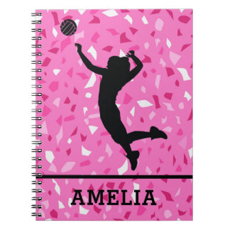 Personlig Volleyball och Rosa Terrazzo Mönster Anteckningsbok