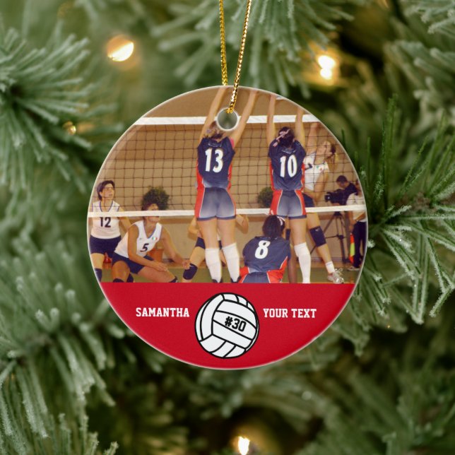 Personlig Volleyball Photo Namn Team # Julgransprydnad Keramik (Träd)