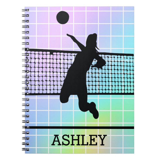 Personlig Volleyball Player Net-färgad Anteckningsbok (Framsidan)
