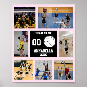 Personlig Volleyball Team Girls Photo Collage Poster