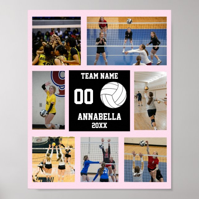Personlig Volleyball Team Girls Photo Collage Poster (Framsidan)