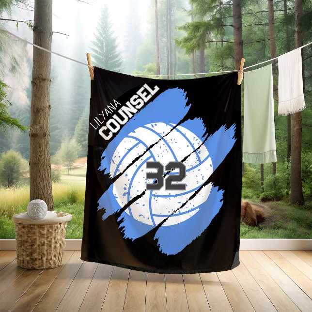 Personlig volleybollspelare blå och vit fleecefilt (Skapare uppladdad)