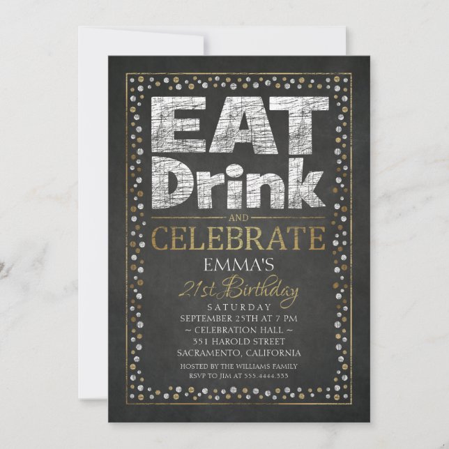 Personlig Vuxen 21:a födelsedagsinbjudan Inbjudningar (Framsida)