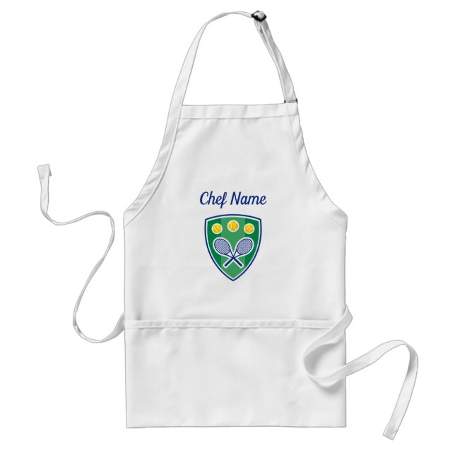 Personlig vuxen tennis BBQ kökskocka apron Förkläde (Framsidan)