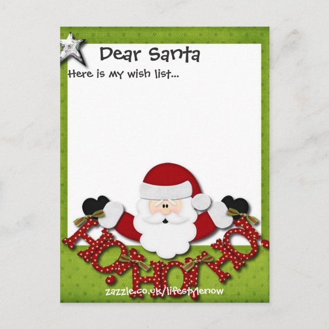 Personlig vykort - Grönt för önskelista (Framsida)