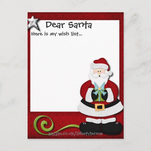 Personlig vykort - önskad lista röd (Framsida)