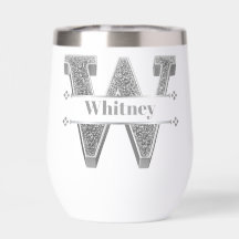 Personlig W Inledande Silver Monogram Ditt namn