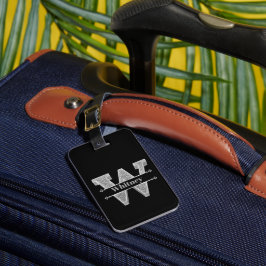 Personlig W Inledande Silver Monogram Ditt namn Bagagebricka