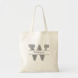 Personlig W Inledande Silver Monogram Ditt namn Tygkasse