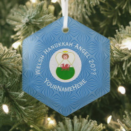 Personlig walesisk ängel Hannukafahlagga Julgransdekoration