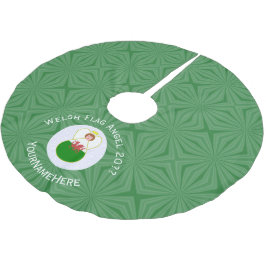 Personlig walesisk ängeljulflagga julgransmatta borstad polyester