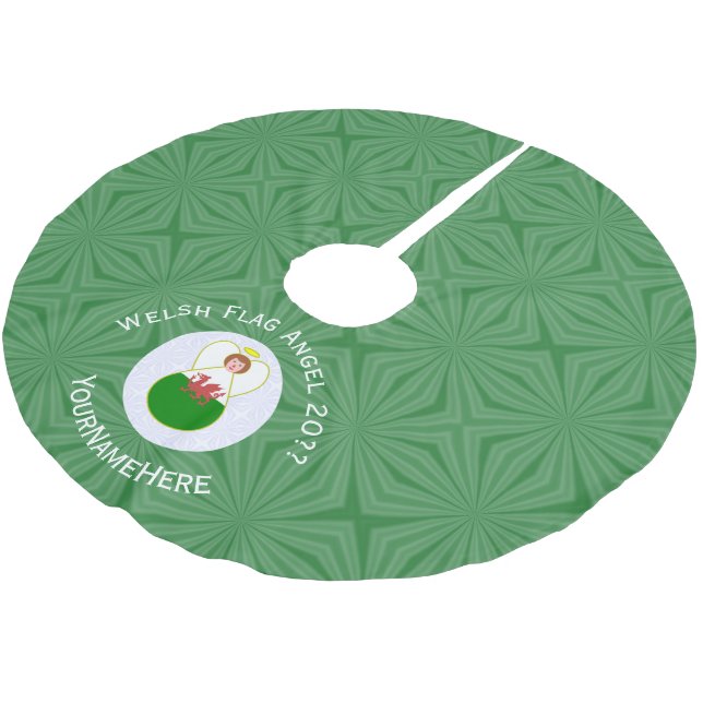 Personlig walesisk ängeljulflagga julgransmatta borstad polyester (Vinklad)