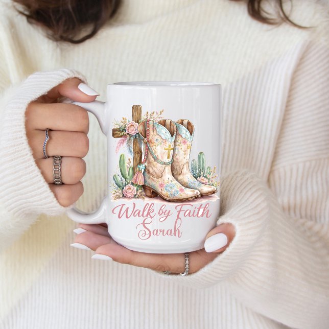 Personlig Walk By Faith-Mugg Kaffemugg (Walk by Faith coffee mug. )