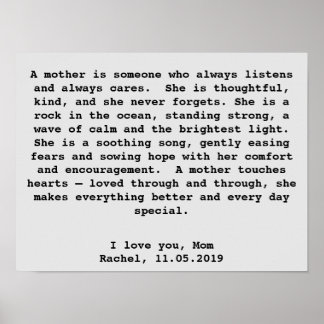 Personlig Wall Art Gift för Mamma med Ord Poster
