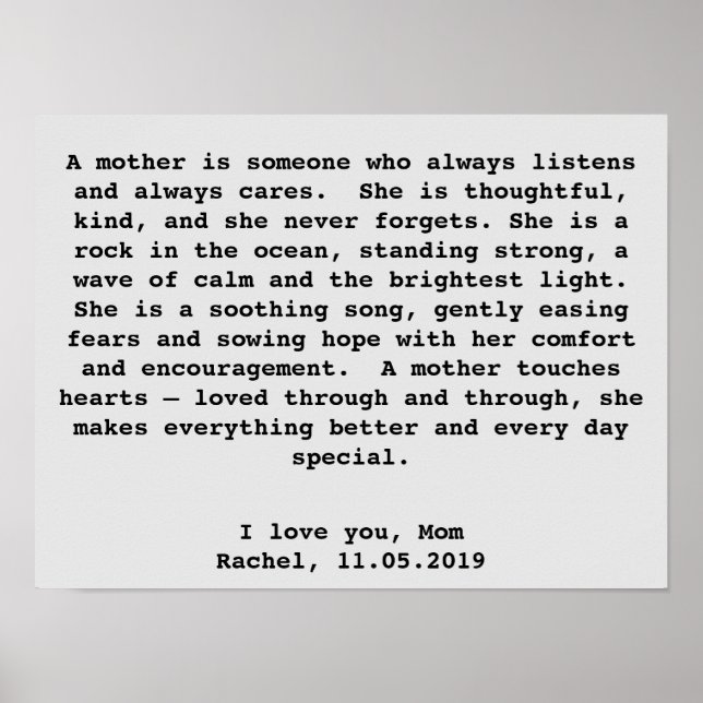 Personlig Wall Art Gift för Mamma med Ord Poster (Framsidan)