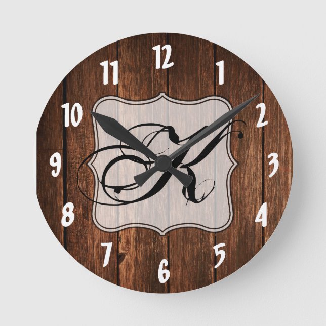 Personlig Wall Clock Barn Wood Land Rustic Rund Klocka (Framsida)