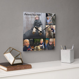 Personlig Wall Clock Family eller Couple's Photos Fyrkantig Klocka