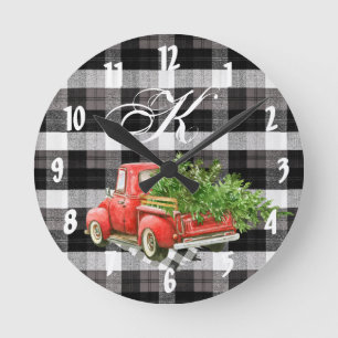 Personlig Wall Clock JULAFTON Lastbil Baffalo Plai Rund Klocka