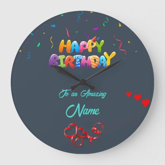Personlig Wall Clock - Unikt födelsedagspresent Stor Klocka (Framsida)
