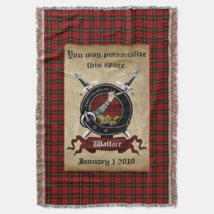 Personlig Wallace Klan Badge & Tartan Throw Filt