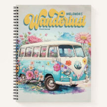 Personlig Wanderlust Retro Buss Travel Journal