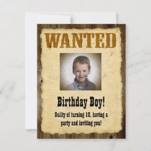 Personlig Wanted Poster, födelsedagsBandit Inbjudningar