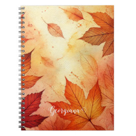 Personlig Warm Autumnal Watercolor Löv Anteckningsbok