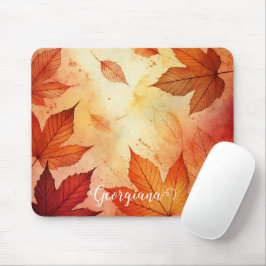 Personlig Warm Autumnal Watercolor Löv Musmatta