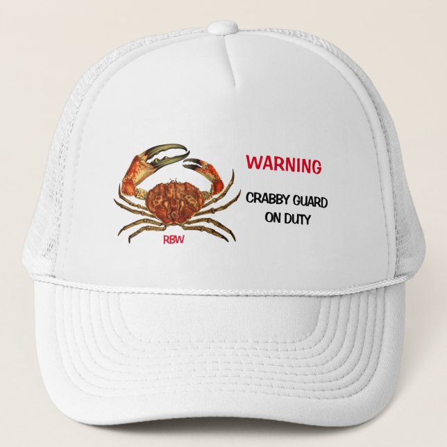 Personlig "Warning Crabby Guard on Duty" Lastbil Keps (Framsida)