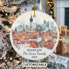 Personlig Warszawa Ornament, Polen Gift Julgransprydnad Keramik