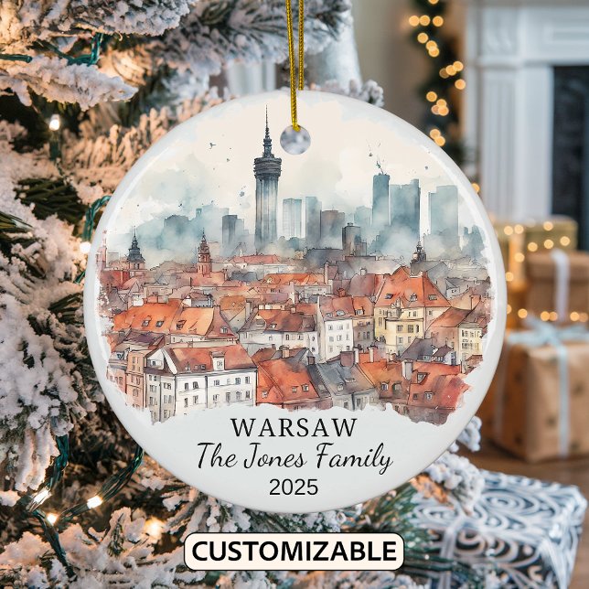 Personlig Warszawa Ornament, Polen Gift Julgransprydnad Keramik (Skapare uppladdad)