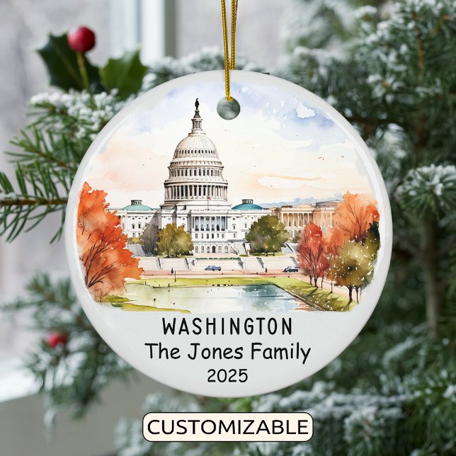 Personlig Washington Ornament, USA Julgransprydnad Keramik (Skapare uppladdad)
