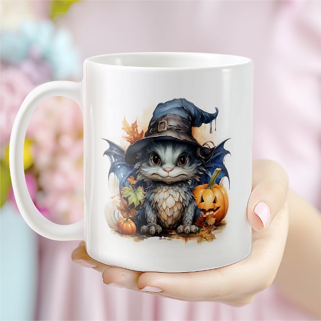 Personlig Watercolor Baby Dragon Halloween Kaffemugg (Skapare uppladdad)