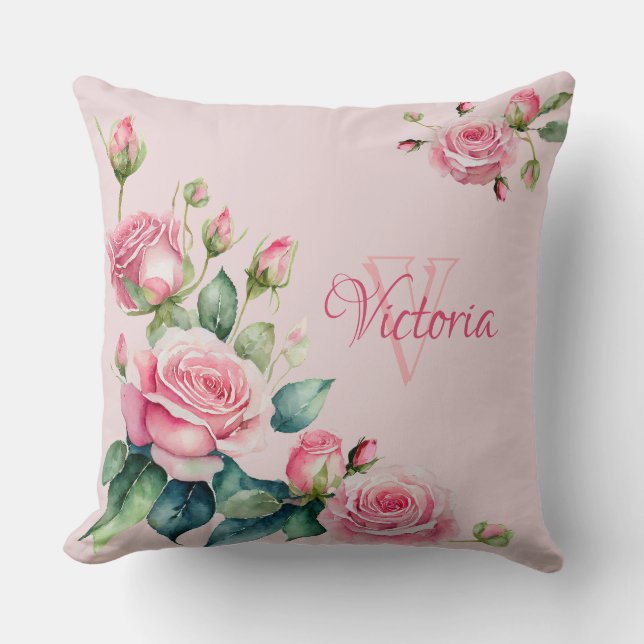 Personlig Watercolor Blommig Elegans Kudde (Framsida)