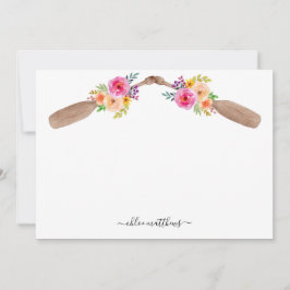 Personlig Watercolor Blommigt Paddles Nautical Anteckningskort