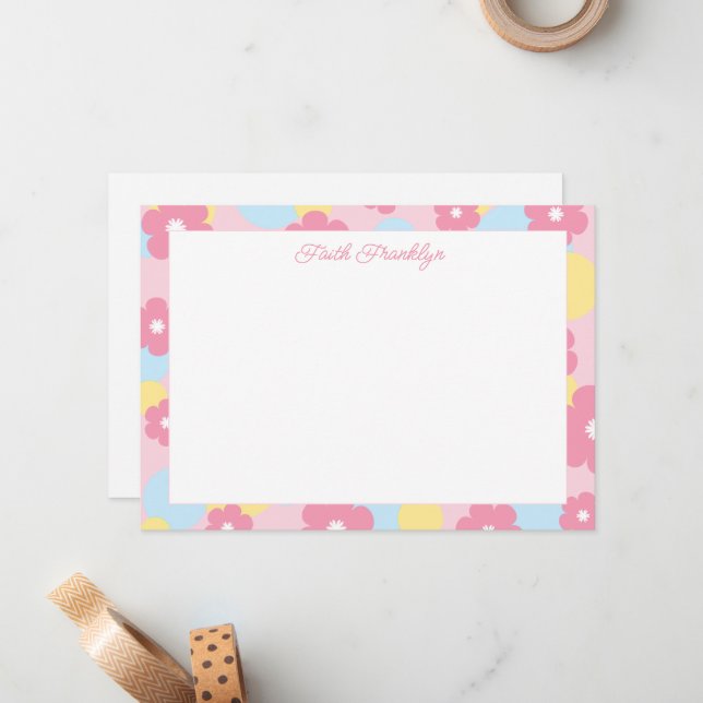Personlig Watercolor Blommigt Stationery Anteckningskort (Fram/Back In Situ)