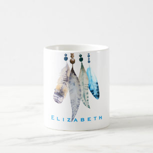Personlig Watercolor Boho Pärlor 'n Feathers Kaffemugg